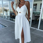 Sienna | Women's High-Slit Cut-Out Cocktail Party Dress V-Neck Midi