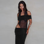 Isla | Women's Off-Shoulder Mesh-Panel Cocktail Party Dress
