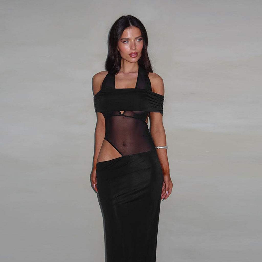 Isla | Women's Off-Shoulder Mesh-Panel Cocktail Party Dress