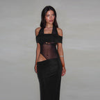 Isla | Women's Off-Shoulder Mesh-Panel Cocktail Party Dress