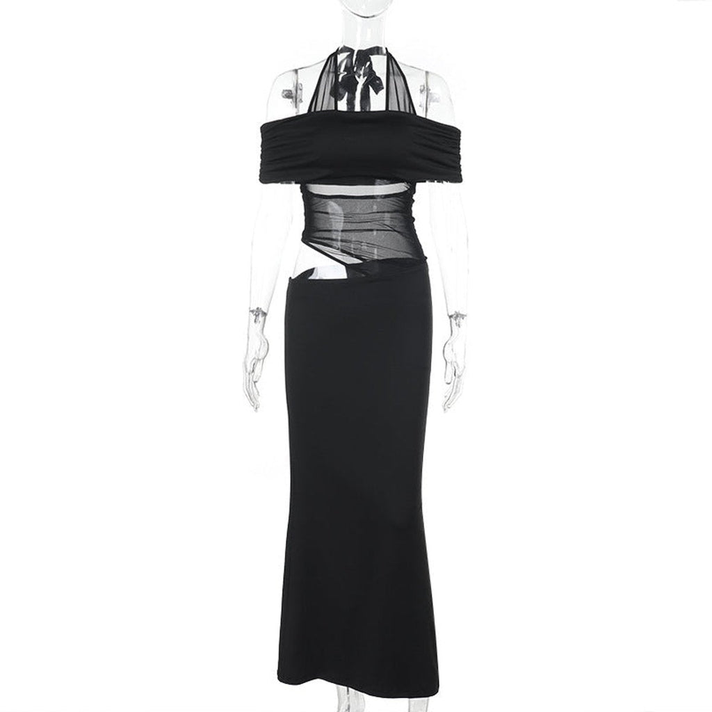 Isla | Women's Off-Shoulder Mesh-Panel Cocktail Party Dress