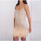 Aria | Women's Sequin Bodycon Spaghetti-Strap V-Neck Cocktail Party Dress