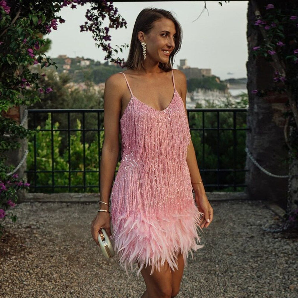 Aria | Women's Sequin Bodycon Spaghetti-Strap V-Neck Cocktail Party Dress